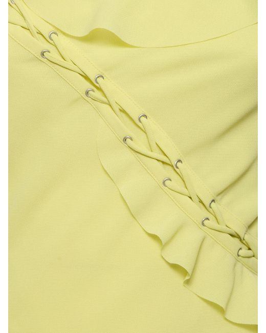 Vestido corto de satén con volantes Acne de color Yellow