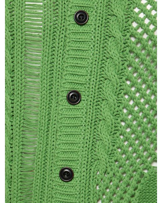 ANDERSSON BELL Green Sauvage Cotton Knit Cardigan for men