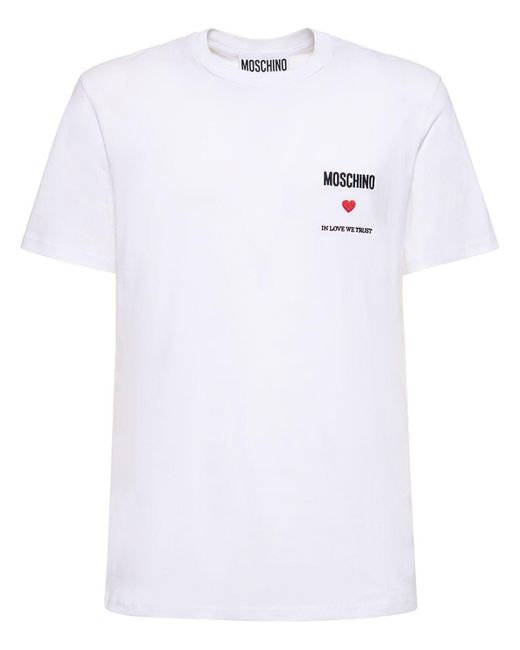 Camiseta de jersey de algodon estampada Moschino de hombre de color Blanco Lyst