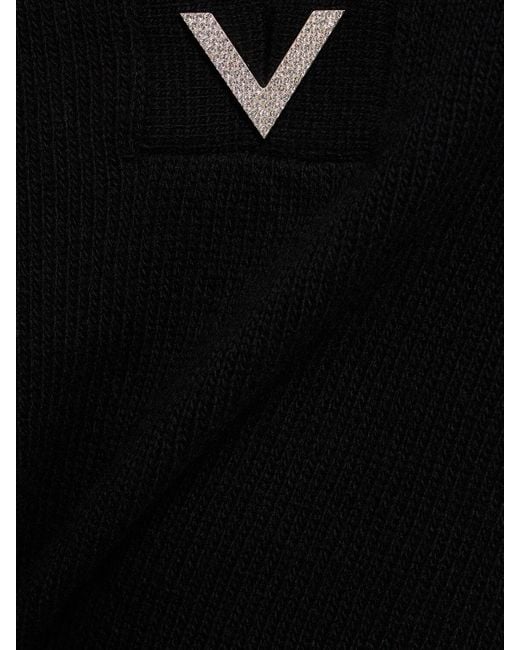 Valentino Black Wool Knit V-neck Sweater