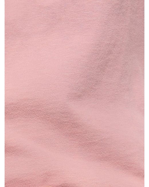T-shirt in jersey di cotone con logo di Acne in Pink