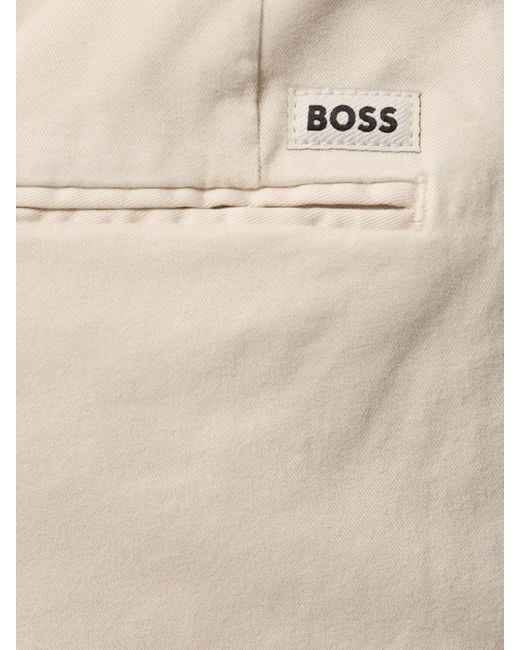 Pantalones de algodón slim fit Boss de hombre de color Natural