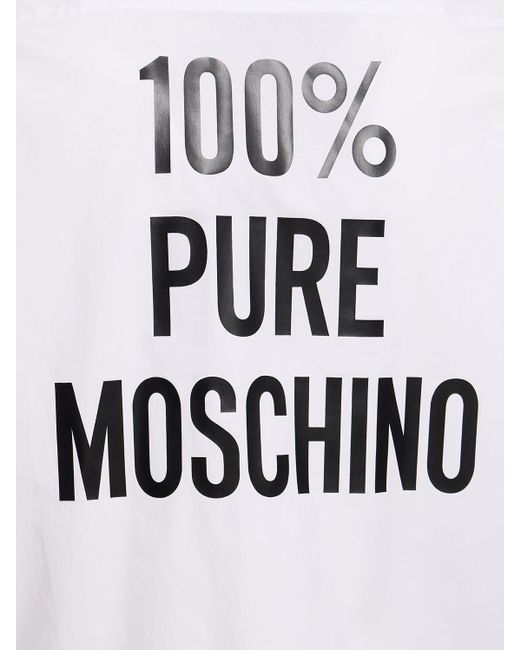 Moschino White Stretch Cotton Poplin Back Logo Shirt