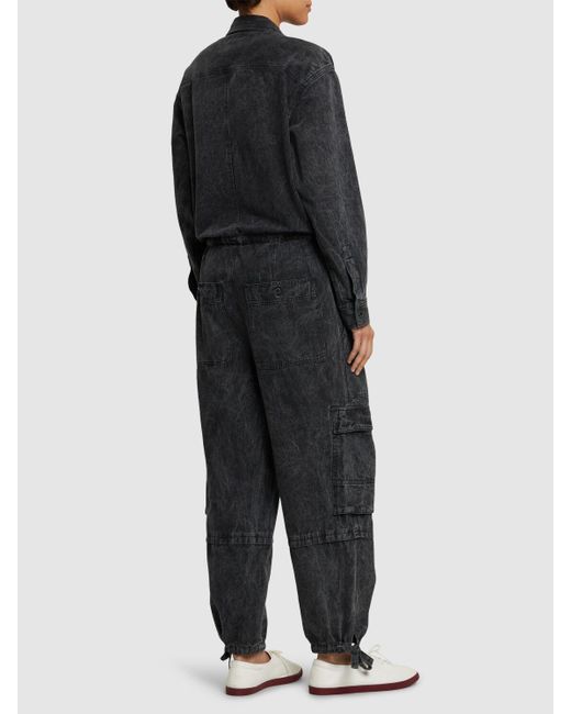 Isabel Marant Black Idany Long Sleeve Cotton Jumpsuit