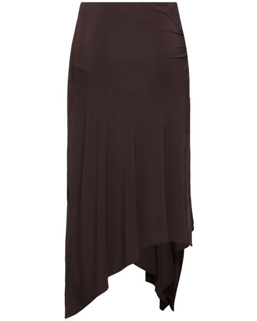 Acne Brown Heart Satin Draped Asymmetric Midi Skirt