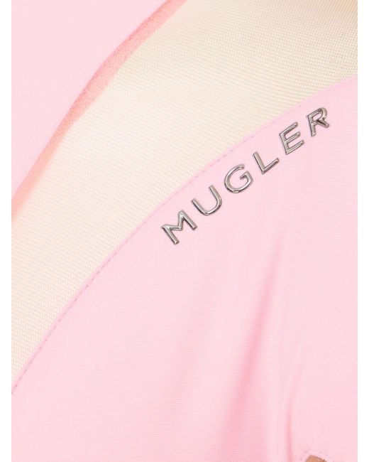 Mugler Lvr Exclusive ジャージー&チュールボディスーツ Pink