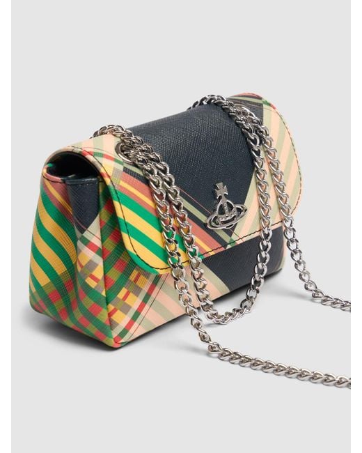 Petit sac porté épaule en saffiano imprimé derby Vivienne Westwood en coloris Gray