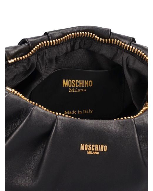 Moschino Black Schultertasche Aus Leder Mit Logo
