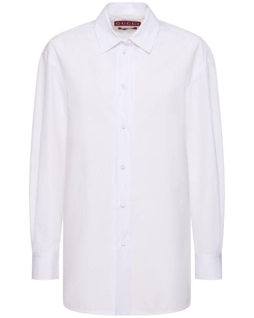 Camisa de popelina de algodón con lazos Gucci de color White