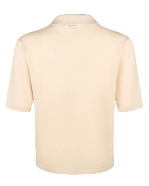 Saint Laurent Natural Cassandre Wool Polo Shirt for men
