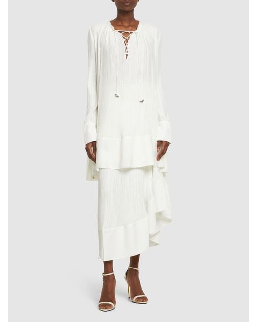 Falda midi plisada con cintura alta Lanvin de color White