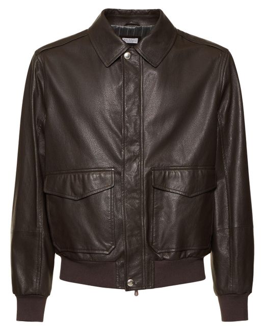 Brunello Cucinelli Lederjacke "aviator" in Black für Herren