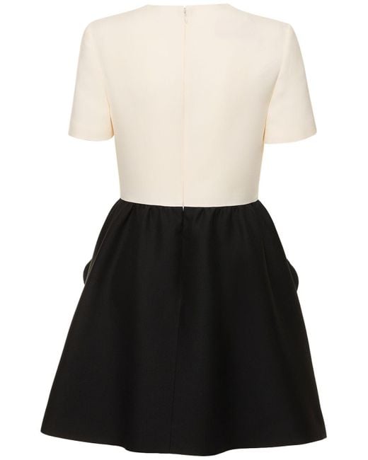 Valentino Black Wool & Silk Crepe Mini Dress W/ Roses