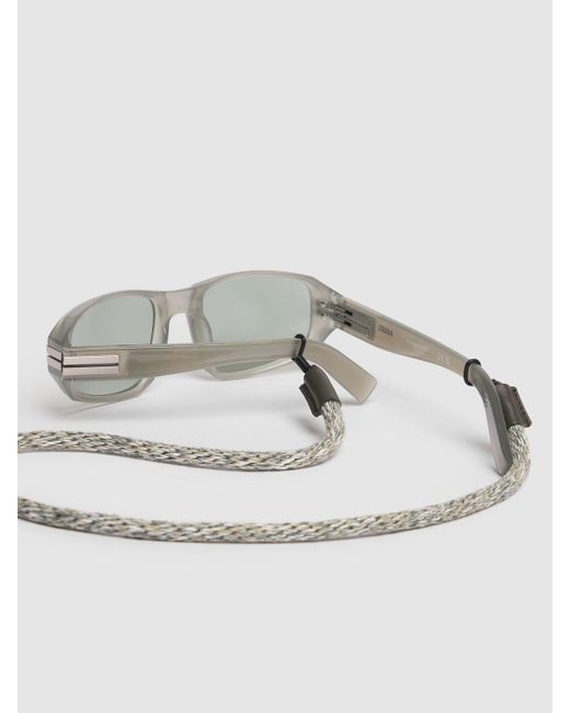 Zegna Gray Squared Sunglasses W/ Lanyard for men