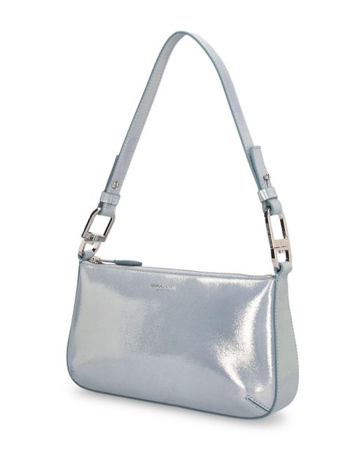Petit sac porté épaule en cuir brillant Giorgio Armani en coloris Gray