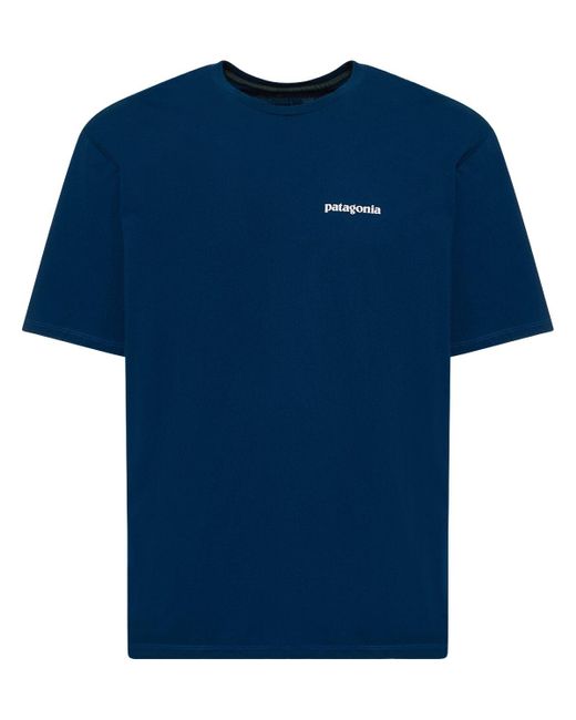 Patagonia Blue P-6 Mission Logo Recycled Cotton T-shirt for men