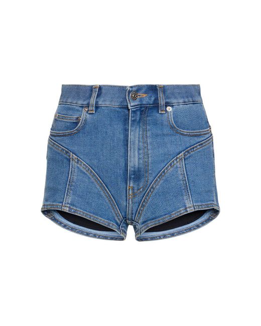 Mugler コットンデニムハーフパンツ Blue