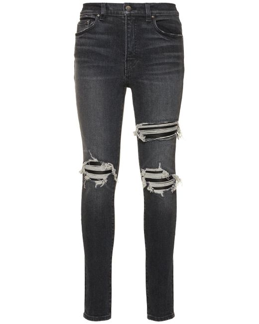 Amiri Faded Distressed High Waist Skinny Jeans in Gray | Lyst
