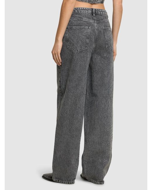 Embellished high rise wide leg jeans di ROTATE BIRGER CHRISTENSEN in Gray