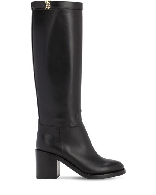 Burberry Black 70mm Redgrave Leather Tall Boots
