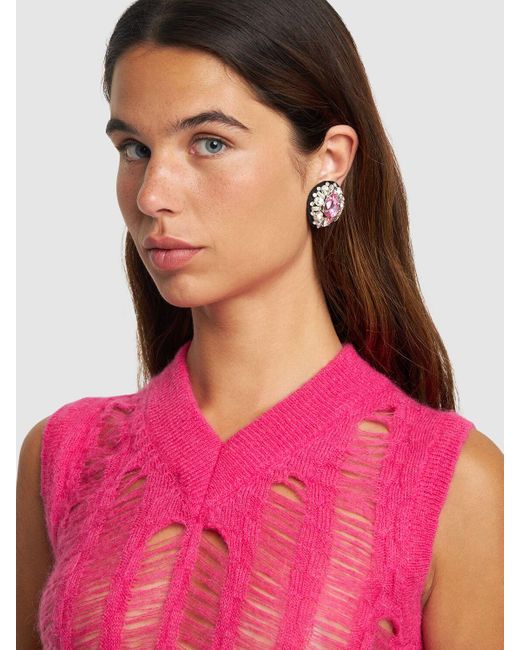Moschino Multicolor Crystal Button Clip-on Earrings