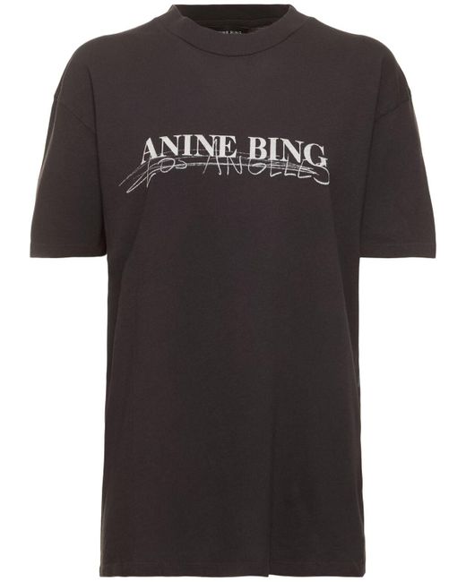 Anine Bing Black T-shirt Aus Baumwolle "walker Doodle"