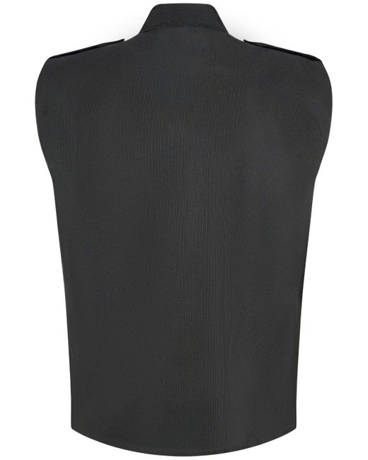 Chemise sans manches en laine mélangée saharienne Saint Laurent pour homme en coloris Black