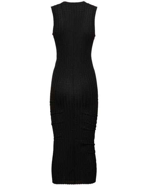 Marc Jacobs Black Twist Fine Ribbed Wool Dress
