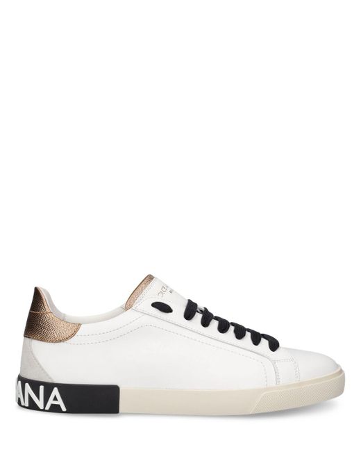 Dolce & Gabbana White Portofino Leather Sneakers