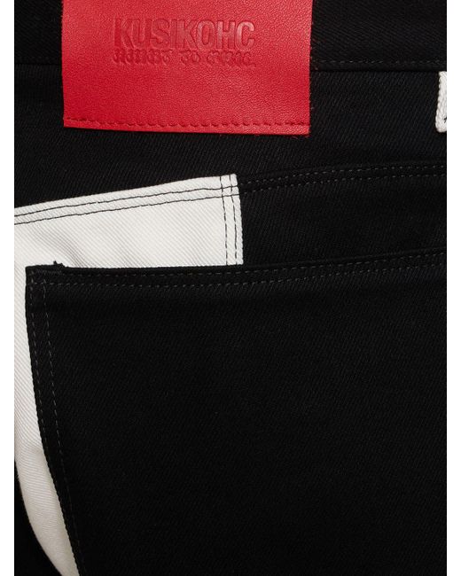 Kusikohc Black Origami Cotton Denim Jeans for men