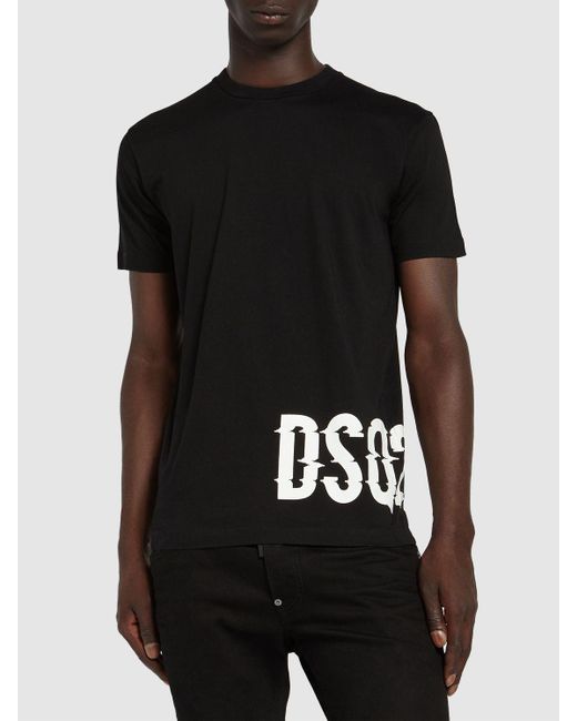 T-shirt en coton imprimé logo DSquared² pour homme en coloris Black