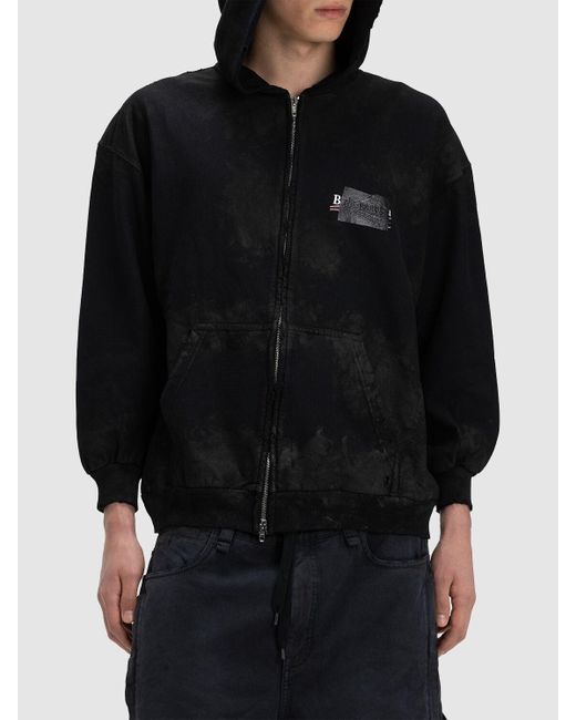 Balenciaga Black Vintage Effect Cotton Sweatshirt Hoodie for men