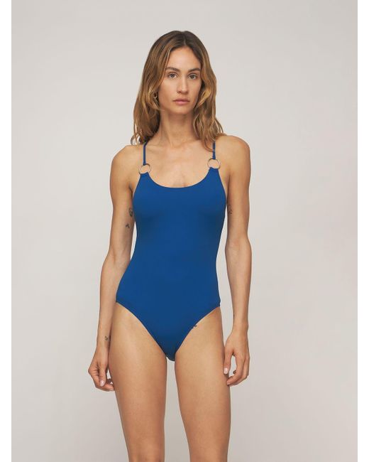 Max Mara Back Crossed One Piece Swimsuit in Blue | Lyst