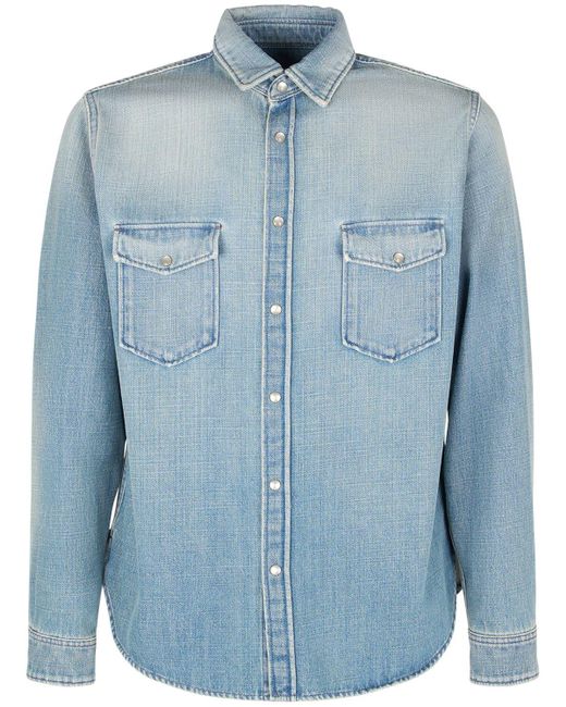 Saint Laurent Blue Oversize Cotton Denim Shirt for men