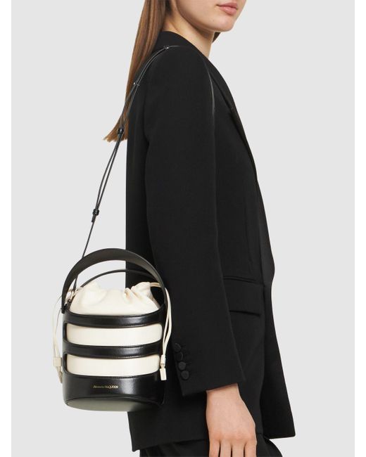 Alexander McQueen Black The Rise Leather Bucket Bag
