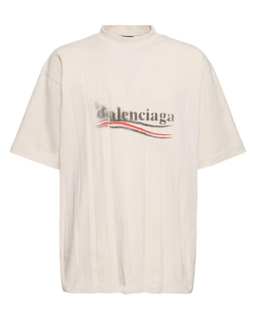 T-shirt political stencil in cotone con logo di Balenciaga in White da Uomo