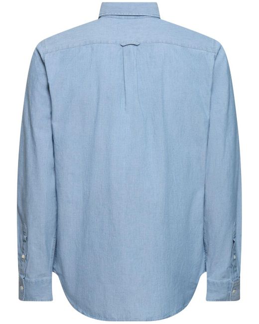 Camicia in cotone chambray di Maison Kitsuné in Blue da Uomo