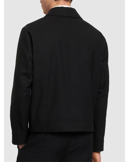 Lardini Black Wool Zipped Overshirt for men