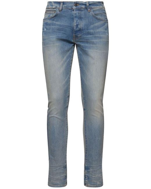 Jeans AMIRI Bones Applique Skinny - Coupe Slim Avec Inserts Cuir Et Broderie Os - Bleu/blanc - Neuf Avec étiquettes