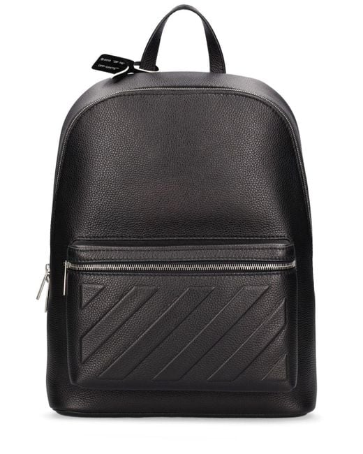Off White c o Virgil Abloh Diagonal Leather Backpack in Black for Men Lyst UK