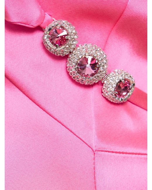 Robe en satin avec bretelles en cristaux David Koma en coloris Pink