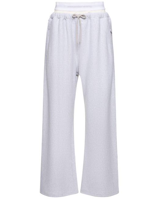 Pantalones deportivos anchos de algodón con logo Alexander Wang de color Blue