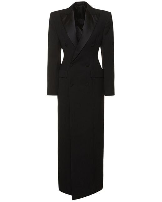 Wardrobe NYC Black Sculpted Wool Long Coat
