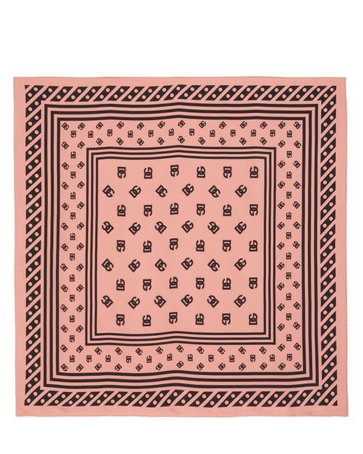 Dolce & Gabbana Red Monogram Printed Silk Twill Scarf Unique