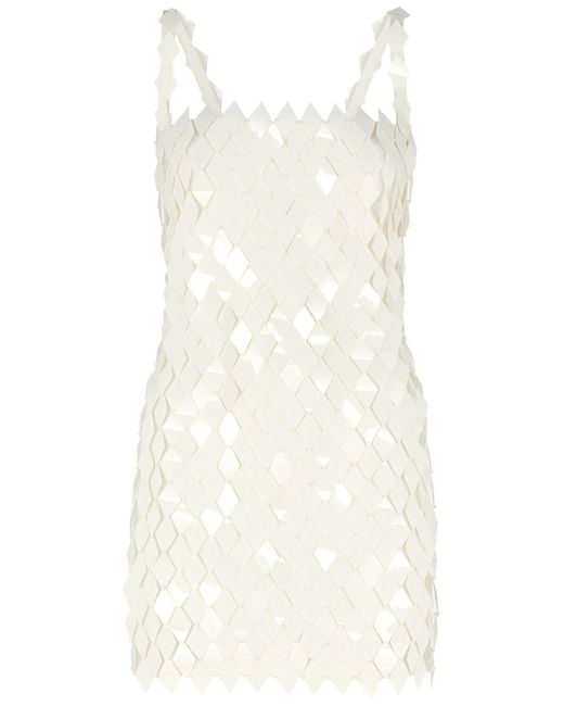 The Attico White Rue Sequined Sleeveless Mini Dress