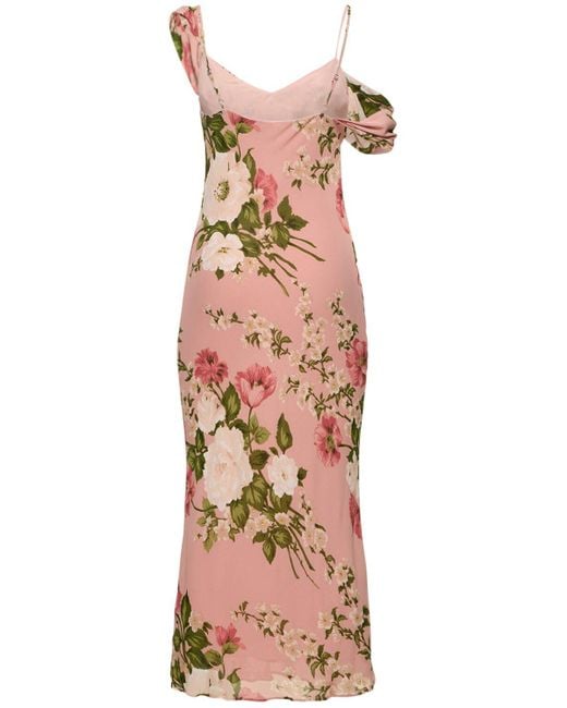 Reformation Pink Reya Viscose Cowl Neck Midi Dress