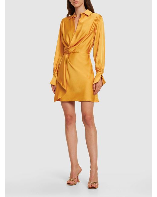 Jonathan Simkhai Orange Talit Draped Satin Mini Dress