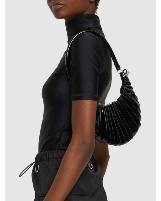 Coperni Black Mini Petal Patent Leather Top Handle Bag