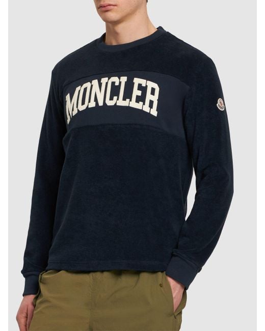 Moncler Sweatshirt Aus Baumwolle Mit Logo in Blue für Herren