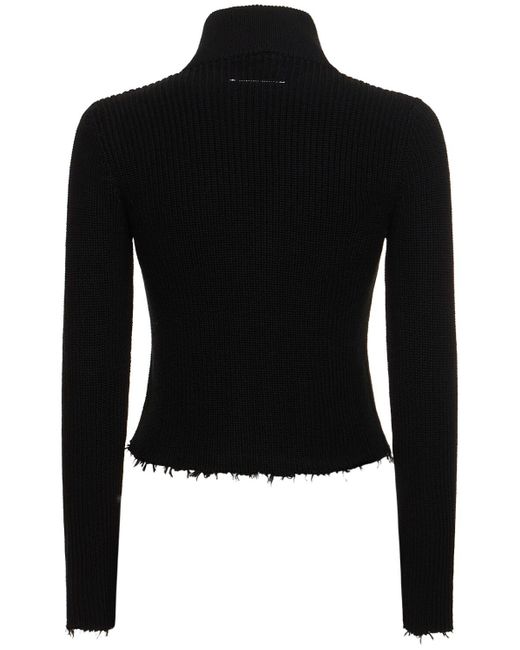MM6 by Maison Martin Margiela Black Knitted Cotton Jacket
